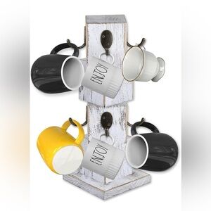 Rustic Wooden Coffee Mug Holder